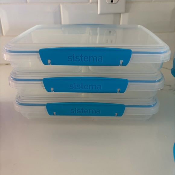 $20 Kitchen Lot Sistema Blue Avocado Meal Prep Storage Travel Containers Food - Picture 2 of 14